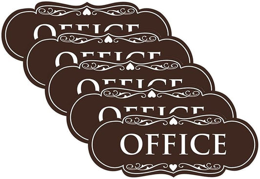 All Quality Designer Office Sign | Easy Installation ‌ - Dark Brown - Medium (5 Pack)