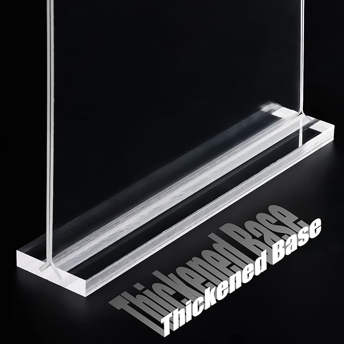8.5 x 11 Acrylic Sign Holder 2 Pack, Vertical T Shape Clear Plastic Menu Holder, Unbreakable Table Sign Holder for Restaurant, Office, School, Store and Home Use