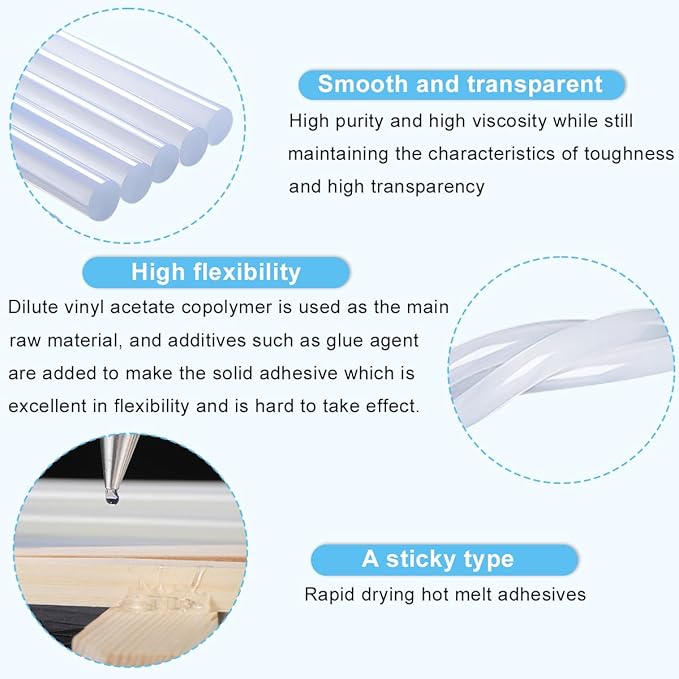 30 Pack Clear Hot Glue Sticks 0.43x8 Inches, Extra Long Strong Adhesive Glue Gun Sticks, Fast Drying, Ideal for DIY Crafts, Arts, Wood, Fabric, Repairs, and Home Projects