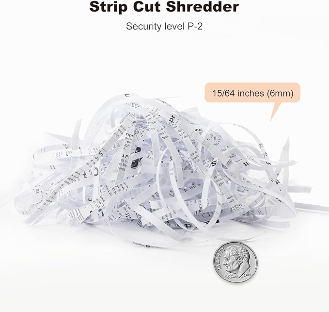 Bonsaii Paper Shredder for Home Use, 6 Sheet Strip Cut Small Paper Shredder Without Basket for Home Office, Portable Shredder Extendable Arm Design with Overheat Protection (S123-B)