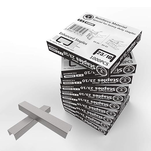 Rayson 23/10 Heavy Duty Staples, Enhanced 3/8" Leg Length, 1/2" Width, 70 Sheets Capacity, 10 Boxes of 1000 (Total: 10,000)
