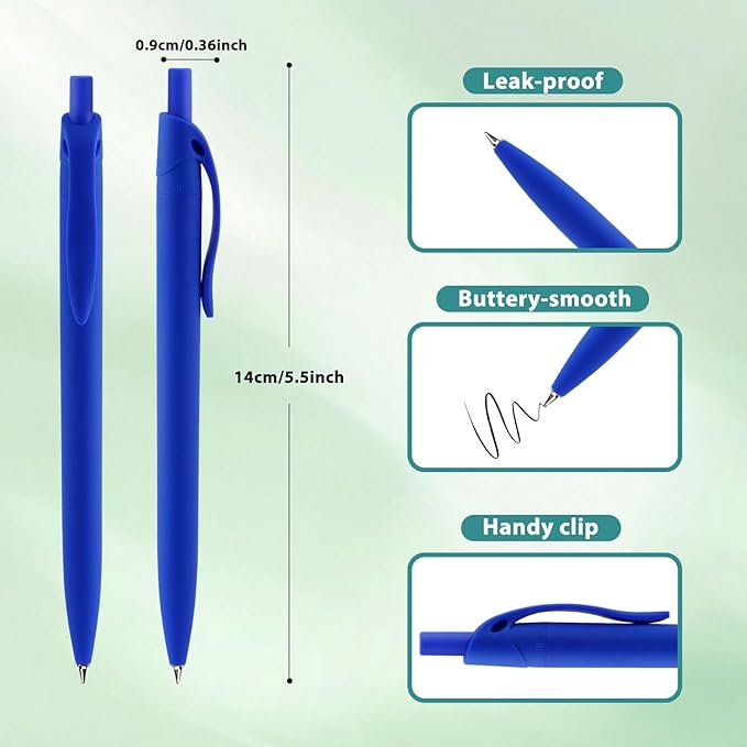 Pens Bulk, 50 Pack Retractable Ballpoint Pen, No Bleed Blue Click Pens, Blue Shell Black Ink Writing Pen in Medium Point, 1.0 MM Black Smooth Ink, Ideal for Office, School & Everyday Use