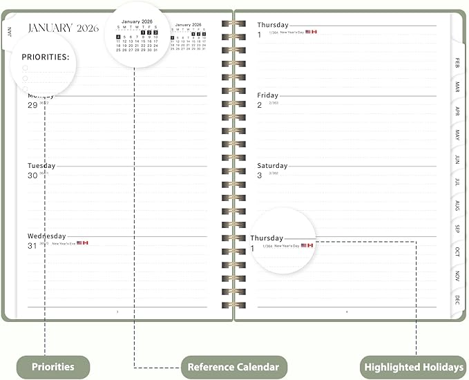 2026 Planner, Weekly and Monthly Calendar Planning Agenda, Jan 2026 - Dec 2026, Academic Planner Book, Desk Accessories and Office Supplies for women & men - A5 (6.3'' x 8.5'')