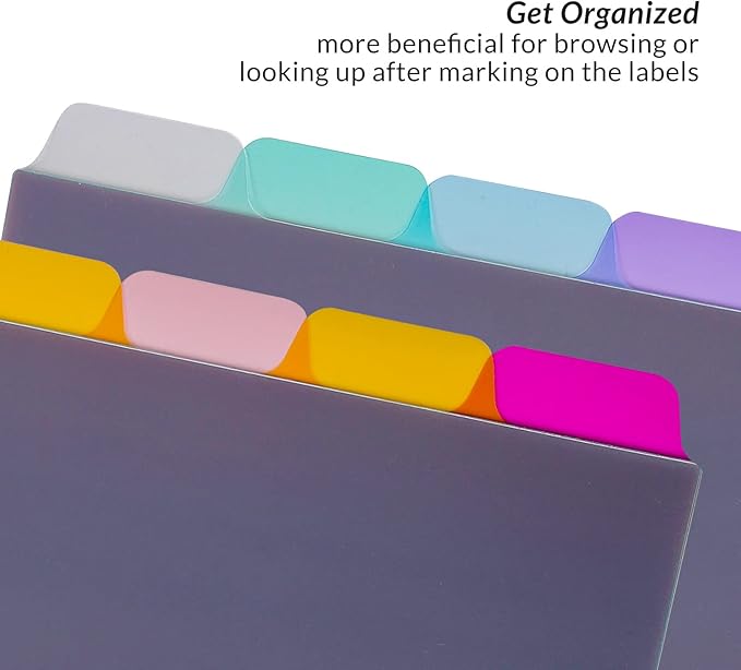 Seashell 3 Ring Binder Dividers with 8 Tabs, 3 Sets Plastic Binder Dividers for Notebooks and 3 Ring Binders, Letter Size, Durable, Assorted Colors