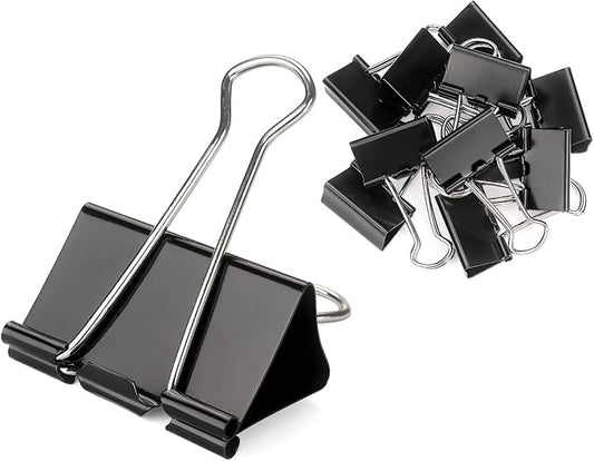 ZZTX Black Binder Clips Paper Clamps Clips Medium Size, 1.3 Inches, 36 Pack