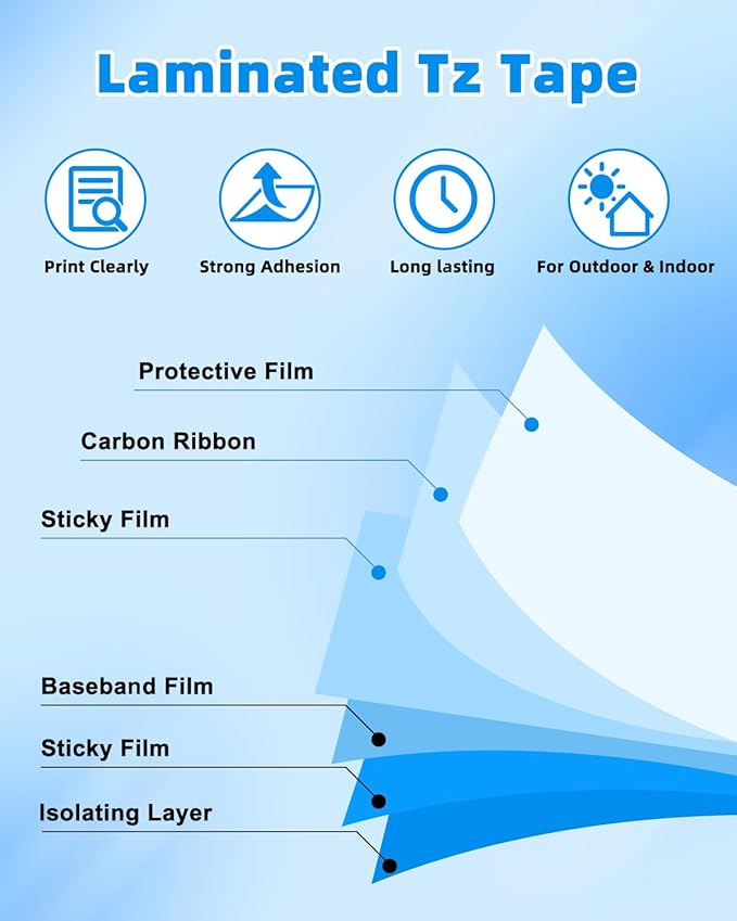 15-Pack 12mm 0.47 Inch Laminated White TZe Tz Tape Replace for Brother Label Maker Tape TZe-231 Compatible with P Touch Label Maker PT-D210 PT-D220 PT-D200 PT-H100 PT-D400 PT-D600