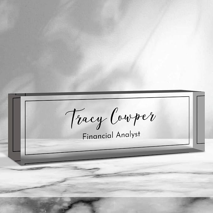 Desk Name Plate Personalized, Custom Name Plate for Desk, Acrylic Desktop Accessories, Office Gift & Decor for Women Men, Teacher Nurse Boss Employee Appreciation Gifts