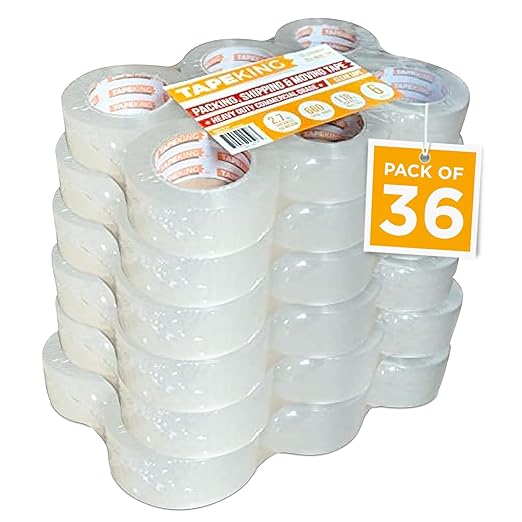 Tape King Clear Packing Tape - XL 110 Yards Per Roll (36 Rolls) - 1.88 Inch Wide Stronger & Thicker 2.7mil, Heavy Duty Adhesive Industrial Depot Tape for Moving Packaging Shipping and Commercial