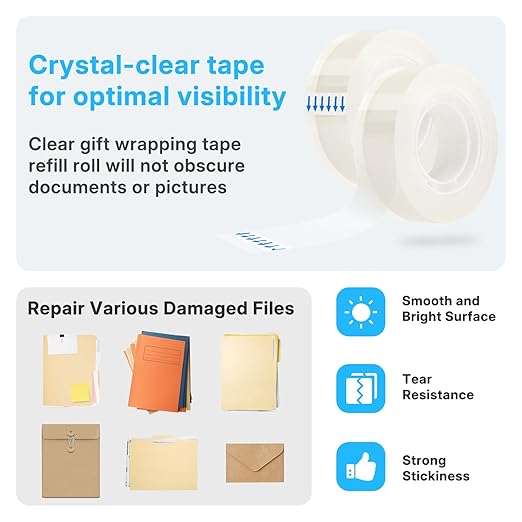 OWLKELA 48 Rolls Transparent Tape Refills, Clear Tape, All-Purpose Transparent Glossy Tape for Office, Home, School