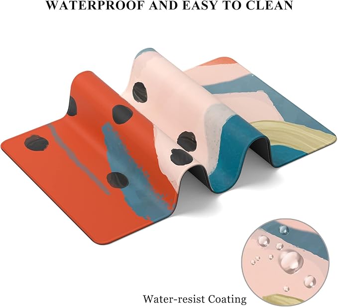 Desk Mat, 32" x 12" XXL Extended Large Gaming Mouse Pad, Desktop Decor Desk Pad, Cute Men Women Office Supplies and Accessories, XL Mouse Mat for Laptop & Keyboard, Abstract Art Red Dots