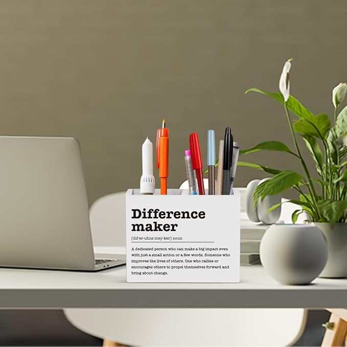 Difference Maker Gifts Office Room Decor for Women Men Coworker Friend Employee Wooden Pencil Holder Boss Day Gifts Funny Office Accessories Desk Decor