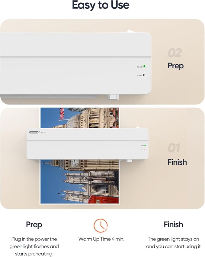 Laminator Machine, 9-Inch Thermal Laminator, Quick 4-Min Warm-Up, Jam-Free Technology, Portable Compact Design for Letter Size Sheets, Ideal for Home, Office & School Use