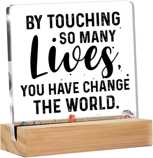 Thank You Gifts for Nurse Doctor, Nurse Doctor Appreciation Gifts By Touching So Many Lives Clear Acrylic Desk Decorative Sign for Home Office, 4 x 4 Inches