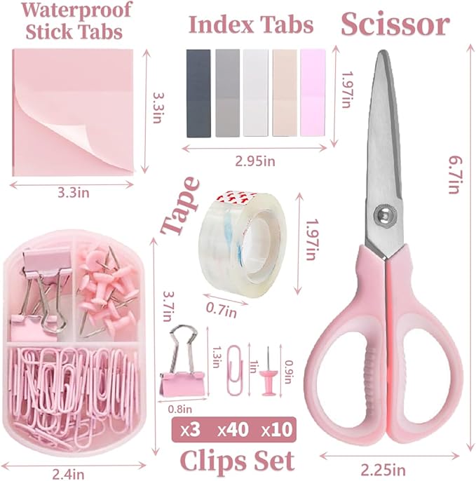 Pink Office Supplies Set, Stapler and Tape Dispenser for Women - Office Desk Accessories Gift for Women, Boss Lady, Coworkers