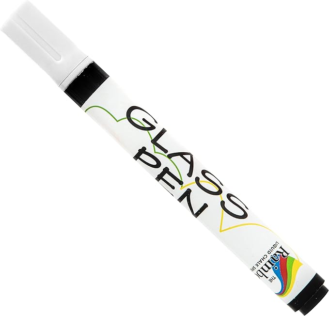 Glass Pen Window Marker: Liquid Chalk Markers for Glass, Car Marker or Mirror Pen with Washable Paint - Car Windows, Storefront Window, Wedding, Parade, Party & Holiday Decorations (White, Fine Tip)