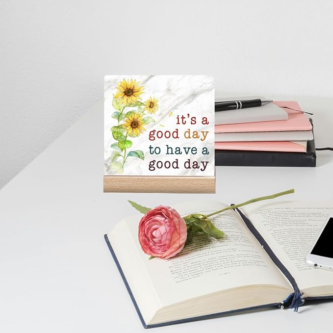Office Motivational Desk Decor Inspirational Quotes Office Sign Positive Gifts For Women Desk Signs For Office Decorations For Work Its A Good Day To Have A Good Day Good Vibes Sign Sunflower Home Office Decor