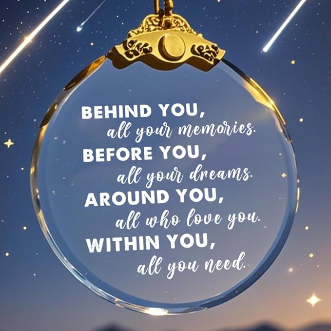 Graduation Quote Sign Crystal Ornament - 2025 Graduation Decorations Positive Behind You All Your Memories Sign Rustic Home Wall Decoration Grad Gift