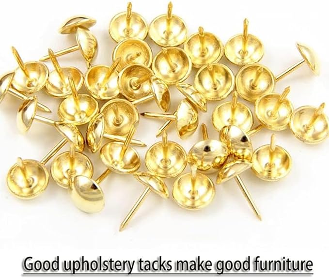 500Pcs Upholstery Tacks, BetterJonny Decorative Furniture Nails Pins Gold Metal Thumb Tacks for Upholstered Furniture Cork Board, Home Decor(17X11MM)
