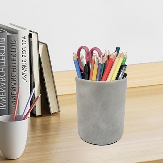 Pen Holder for Desk Pencil Organizer Cute Cup Holders Aesthetic (Smoke Gray, 4" x3.3")