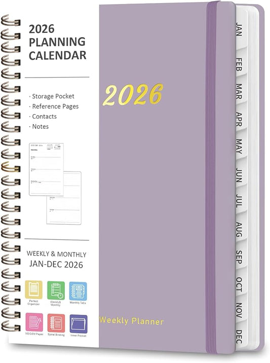 2026 Planner, Weekly and Monthly Calendar Planning Agenda, Jan 2026 - Dec 2026, Academic Planner Book, Desk Accessories and Office Supplies for women & men - A5 (6.3'' x 8.5'')