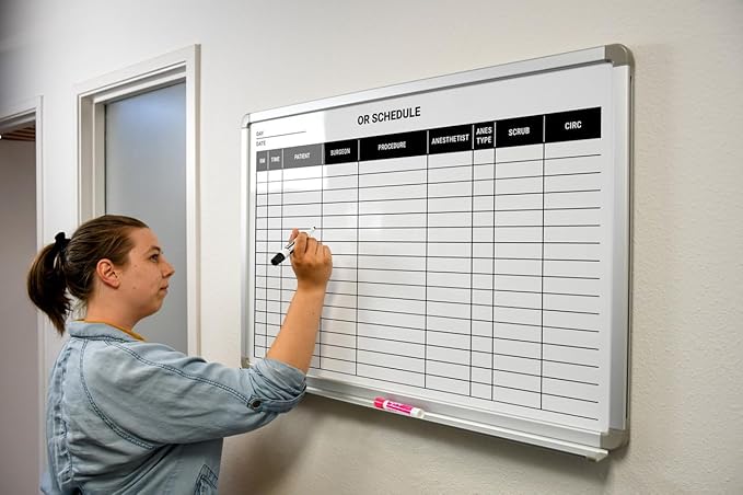 OR Schedule Dry-Erase Hospital Whiteboard (Version 2) 36" x 24"