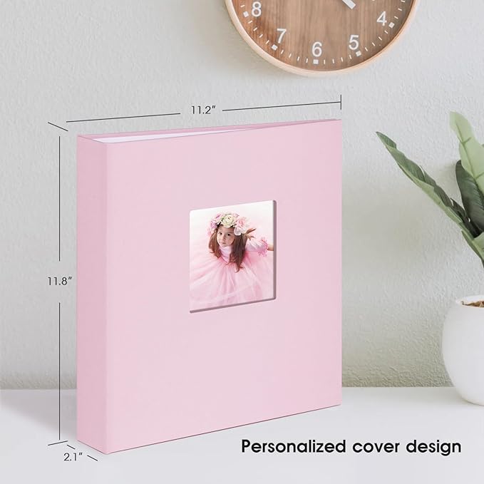 8.5x11 Inch Large 3 Ring DIY Scrapbook Photo Album with 30 Plastic Sleeves 60 Pages Blank Scrapbooks, 8.5 x 11 Scrap Book Albums for Baby Travel Wedding Graduation kids (Pink Cover/White Pages)