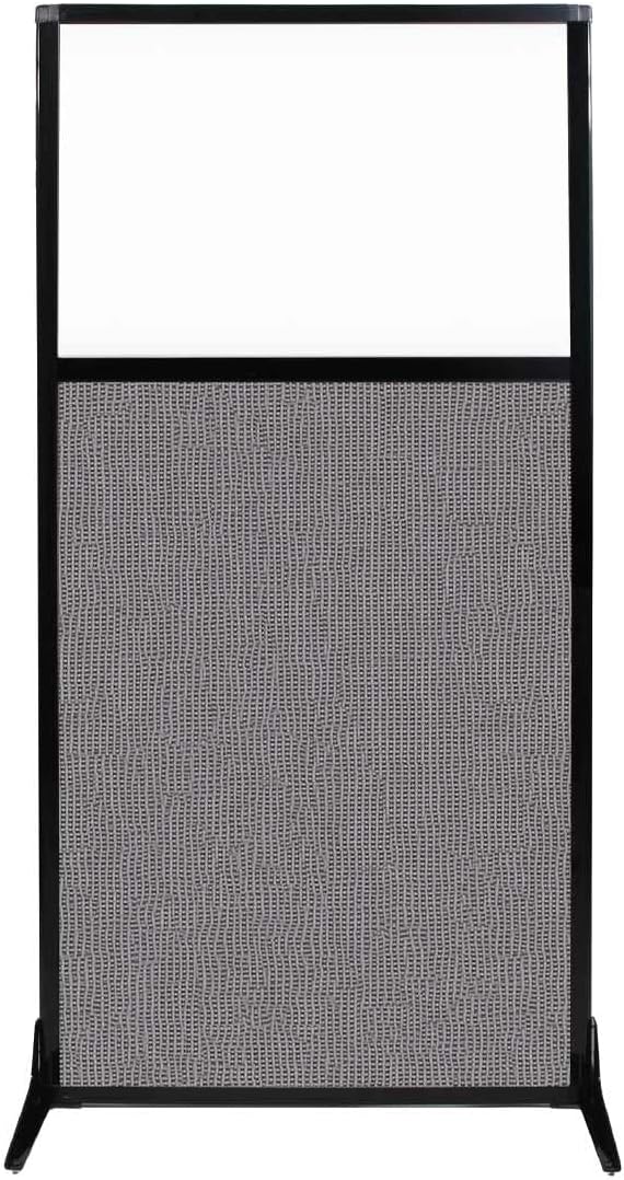 Versare Workstation Partition | Portable Wall Divider | Modern Office Cubicle | Free Standing Privacy Screen | Flexible Work Space | 33" x 70" W/Window, Slate Fabric Panels