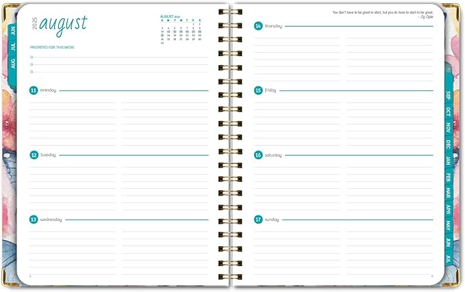 HARDCOVER Academic Year 2025-2026 Planner: (June 2025 Through July 2026) 8.5"x11" Daily Weekly Monthly Planner Yearly Agenda. Bookmark, Pocket Folder and Sticky Note Set (Watercolor Butterflies)