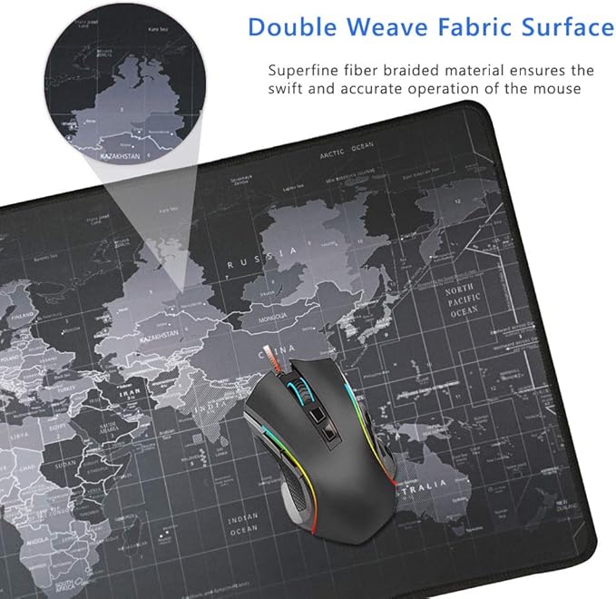 Large Gaming Mouse Pad/Mat with Smooth Surface and Stitched Edges Non-Slip Rubber Base Extended Game Mouse Mat|27.5" x 11.8" x 0.1" (Map(70 * 30 * 0.3cm))