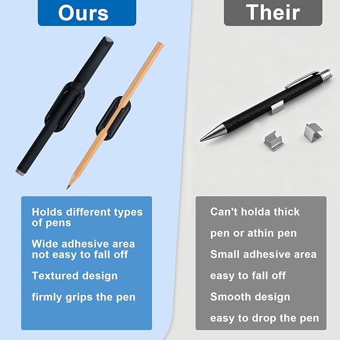 10 Pack Adhesive Pencil Holders for Desk,Silicone Flexible Pen Holder for Wall, Office, School,Home,Classroom Must Haves,Teacher Essentials Accessories,Desk Organizer,Art Supply,Small Gift ﻿