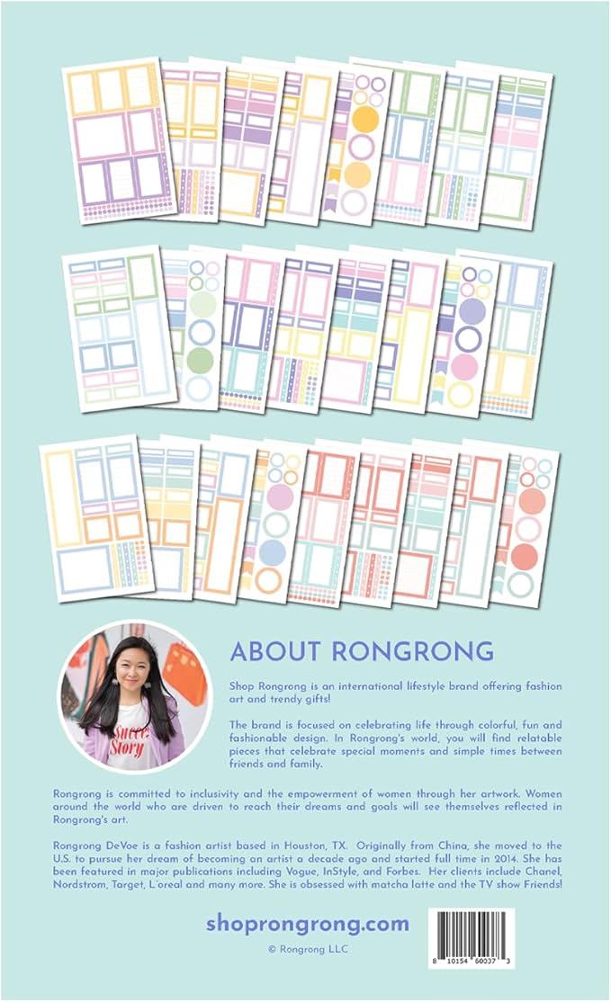 Rongrong Pastel Planner Stickers Book for Planners, Calendars, Journals and Projects – Functional Beautiful Pastel Colored Box Stickers – Scrapbook Accessories – 24 Pages