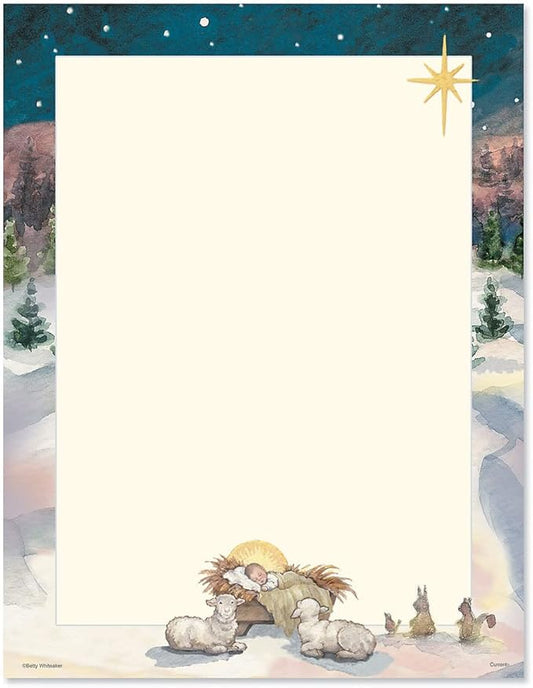 Christmas Tree Manger Stationery - Holiday Letters, Printer Paper, 25 Sheets, 8½ x 11 Inch, by Current