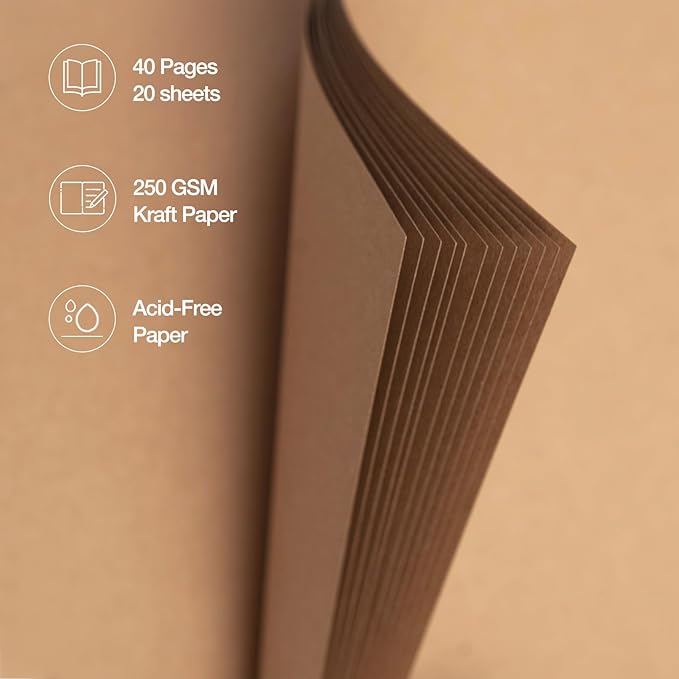 potricher 12 x 12 Inch DIY Scrapbook Album 40 Pages Hardcover Kraft Paper Scrap Book Photo Albums Memory Book for Wedding and Anniversary Family (Yellow, 12 Inch)