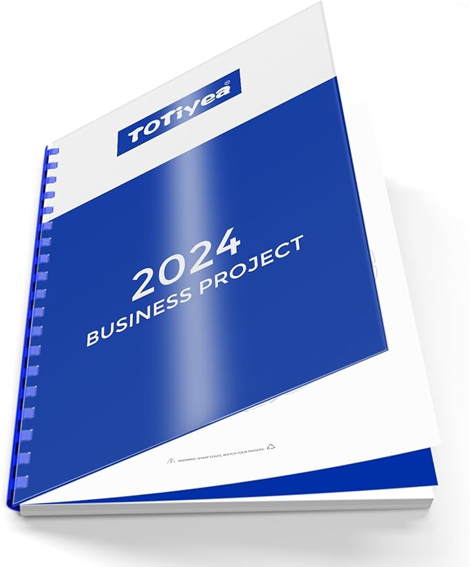 TOTiyea 100 Pack 12 Mil Ultra Clear Binding Presentation Covers, Clear Report Covers for Binding,8.5x11 Inches,Letter Size