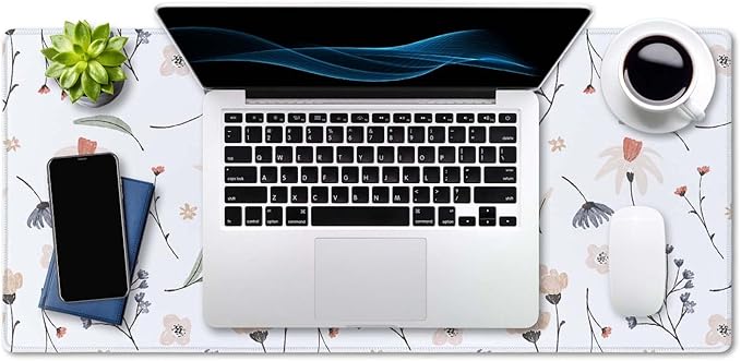 SSOIU Extra Large Flowers Desk Mat, Cute XXL Gaming Mouse Pad 35.5" X 15.7"