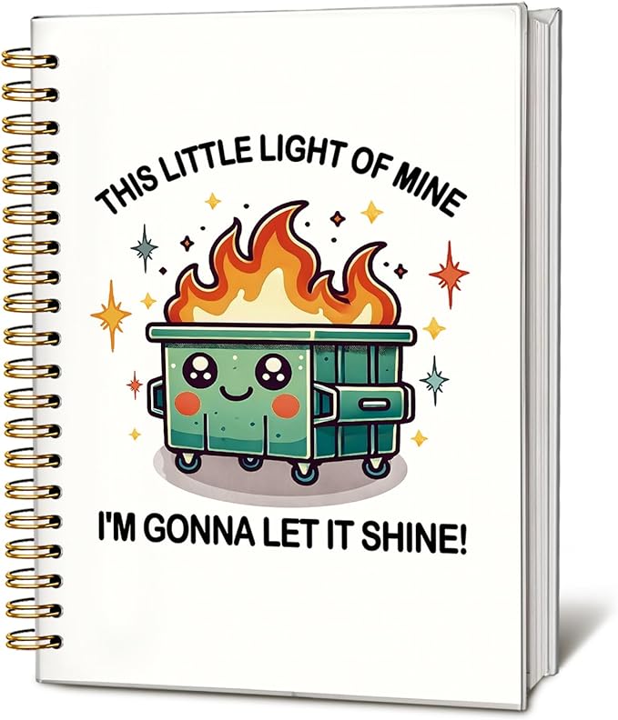 Funny Dumpster Fire Notebook Journal for Women & Men, Dumpster Fire Gifts, Funny Office Gifts for Coworkers & Friends, Spiral Notebook 5.5x8.3 Inch