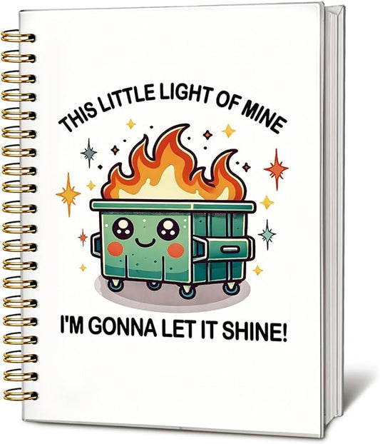 Funny Dumpster Fire Notebook Journal for Women & Men, Dumpster Fire Gifts, Funny Office Gifts for Coworkers & Friends, Spiral Notebook 5.5x8.3 Inch