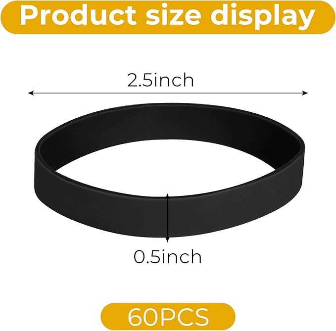 Size #82 Tactical Rubber Bands - Pack of 60 Heavy-Duty, Extra Thick and Wide UV, Heat, and Cold-Resistant Industrial-Grade Elastic Bands for Camping, Cycling, and Fishing (black)