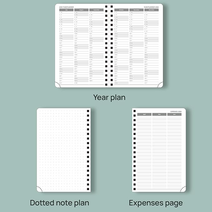 POPRUN Pocket Planner 2025-2026 (Spiral Hardcover - 4''x 6.25''), Daily Weekly and Monthly (July 2025 - June 2026) with Hourly Time Slots, for Purse, 100 GSM - Light Yellow