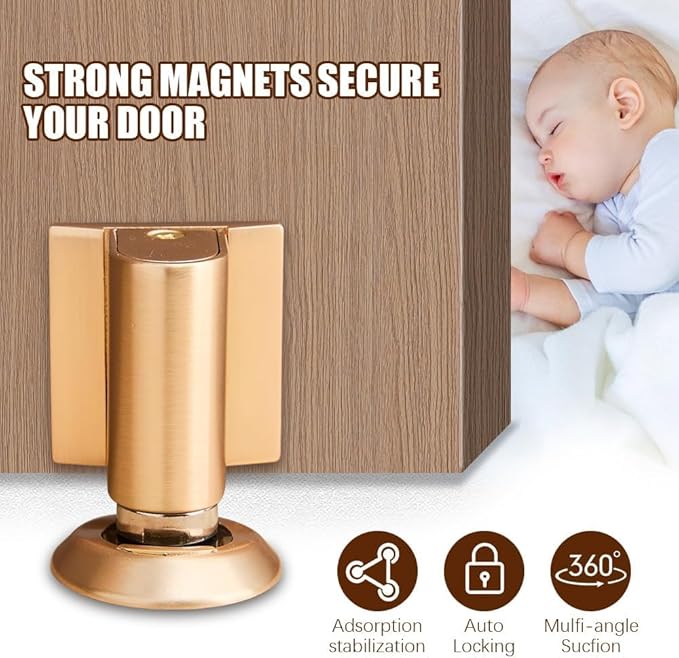 2026 New Door Wedge Stopper, Magnetic Doors Stoppers for Bottom of Door, No Drill Invisible Doorstops for Inside Door, Heavy Duty Magnetic Doors Catch Holder to Keep Doors Open (Black)