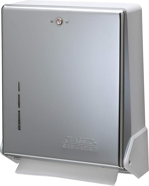 San Jamar True Fold Paper Towel Dispenser Holds Multifold/C-Fold Towels for Bathroom, Kitchens, and Restaurants, Metal and Plastic, 14.5 x 11.375 x 5 Inches, Chrome
