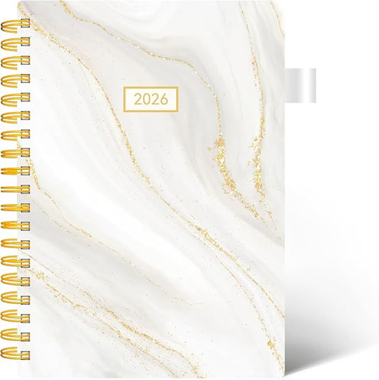 Planner 2026 -Weekly and Monthly Planner, AIMPEAK 2026 Weekly Planner for Student, Jan. 2026 - Dec. 2026, Calendar Planner for Women, Pen Loop, White Marble, 10"x7"
