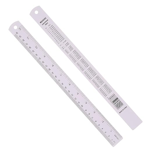 PATIKIL 30cm/12 Metal Ruler, 2 Pack Aluminum Alloy Rulers with Centimeters, Millimeters, Inches and Conversion Table Straight Edge Ruler for Writing Machinist Drafting, Purple
