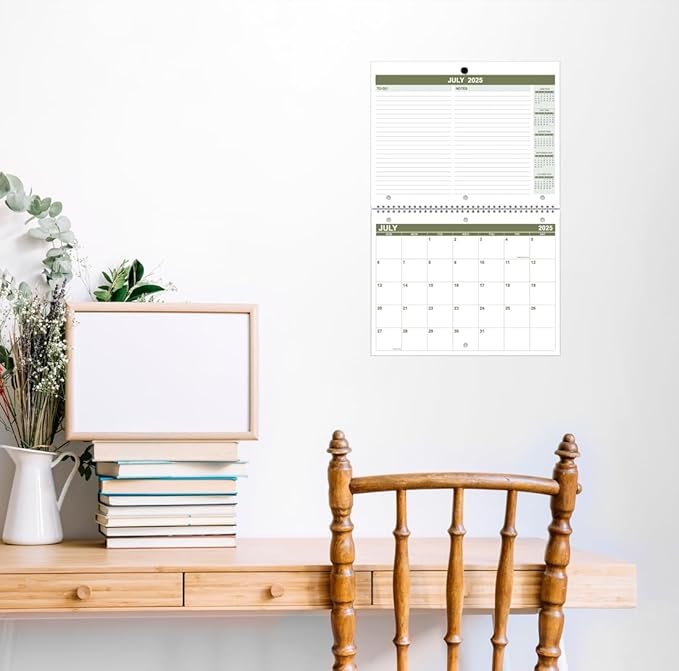 Calendar 2025-2026 for 3 Ring Binder - Calendar 2025-2026 from July 2025 - December 2026, 18 Months Calendar with Premium Paper, 3-Hole Wall Calendar, 8.5" x 11", Green