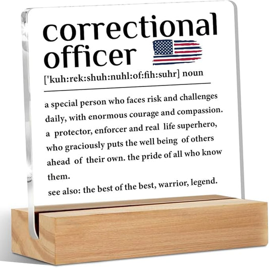 Correctional Officer Gifts, Acrylic Sign, Appreciation Gifts for Women Men, Correctional Officer Definition Quotes Acrylic Plaque Desk Decor, Shelf Cubicle Table Decor for Home Living Room Decoration