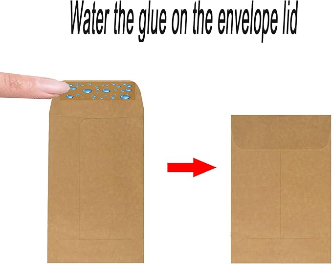 200 Pack #3 Kraft coin envelope 2.5 x 4.25 inches Kraft Envelopes Classic Small Parts Envelopes with Self Adhesive Gummed Flap for Coins Cash Credit Cards Seeds