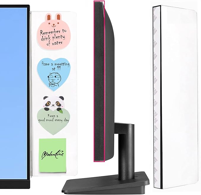 2 Pcs Large Computer Monitor Memo Board for No Edge Monitors,13.6 X 3.6 Inch Monitor Sticky Note Holder Computer Monitor Message Board for Frameless Monitors