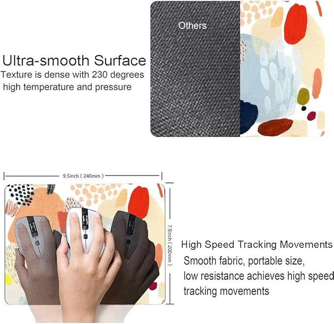 Mouse Pad, Multi Color Abstract Art Mouse Pad, Square Non-Slip Rubber Personalized Computer Mouse Mat, Waterproof Cute Desk Mousepad for Gaming Office Laptop Home