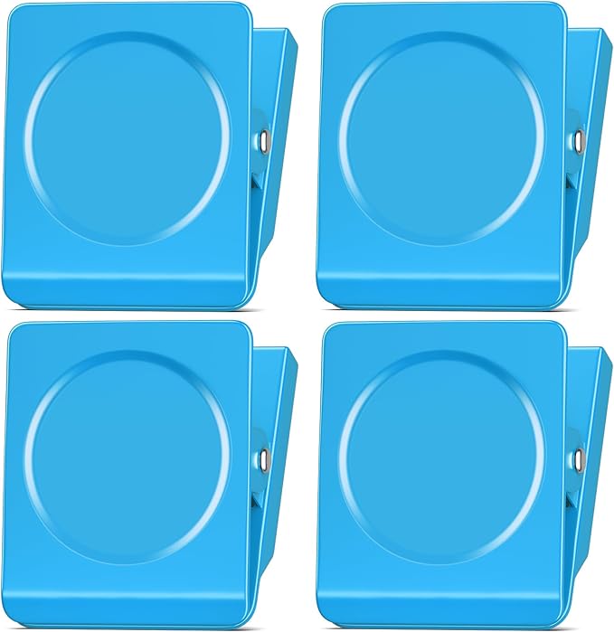 FINDMAG 4 Pack Extra Large Magnetic Clips, 2.2inch Magnetic Clips Heavy Duty, Strong Magnets for School, Kitchen, Locker Accessories, Fridge (Blue)