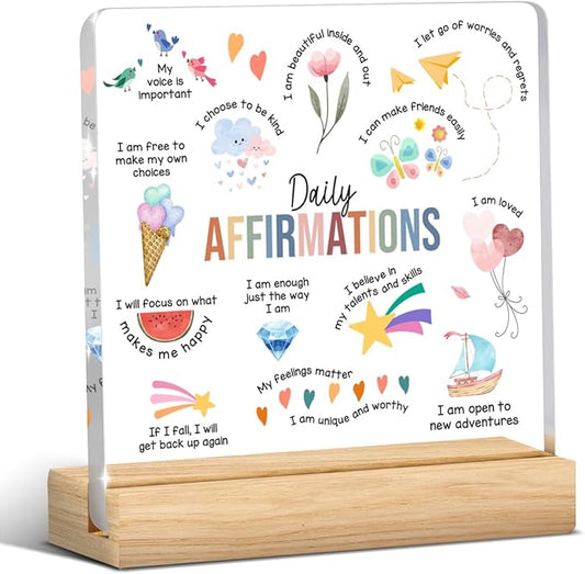 Positive Therapy Office Decor, Mental Health Office Desk Decor, Mental Health Gifts for Women School Counselor Psychologist Therapist, Daily Affirmations Acrylic Sign for Halloween Christmas Gift